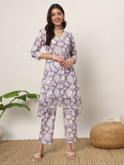 FIORRA - Lavender Floral Kurti with Pant (Set of 2)
