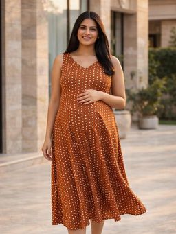 Qurvii - Polka Dot Sleeveless A-Line Dress