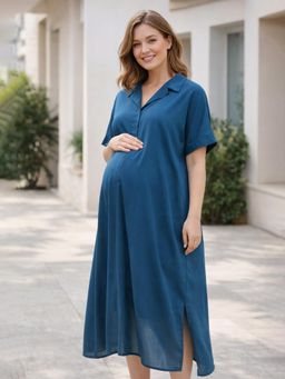 Qurvii - Teal Rayon Oversize Dress