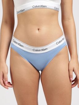 Calvin Klein - Blue Solid Mid Rise Bikini-Brief
