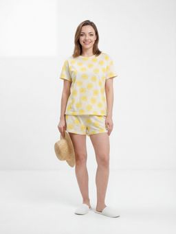 Sweet Dreams - Womens Cute Lemon Print Shorts with T-Shirt