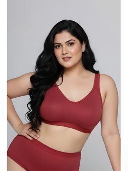 Zivame - True Curve Double Layered Non Wired Full Coverage Minimiser Bra - Garnet Rose