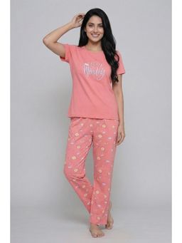 Zivame - Farm Lore Knit Cotton Nightsuit- Pink Icing