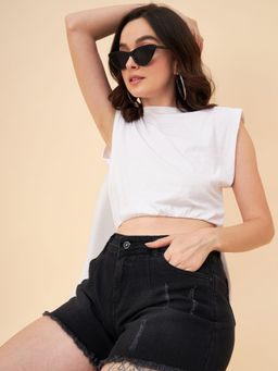 High Star - Women Mid-Rise Distressed Denim Shorts