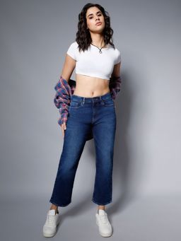 High Star - Women Dad Fit Clean Look Mid-Rise Light Fade Whiskers Stretchable Jeans