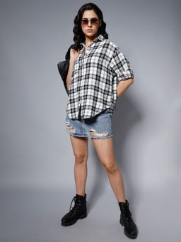 High Star - Classic Checked Spread Collar Boxy Fit Pure Cotton Casual Shirt