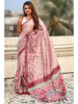 SGF11 - Pink Women Kanan Silk Saree with Unstitched Blouse