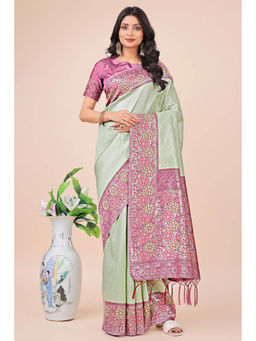 Mysilklove - Castelton Green Woven Banarasi Saree with Unstitched Blouse