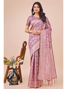 Mysilklove - Bubble Pink Linen Cotton Saree with Unstitched Blouse