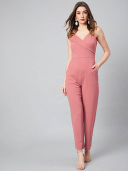 AAREIN - Women Solid Sleeveless Pink Jumpsuit