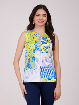 FableStreet - Women Printed Sleeveless Multi-Color Top