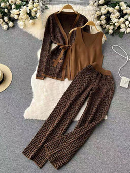 MISS MOSA BY AKANKSHA - Brown Jordan Woolen Co-Ord (Set of 4)