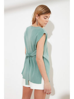 Trendyol - Tie Back Mint Light Sleeveless Blouse