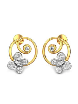 Candere by Kalyan Jewellers - 18K BIS Hallmark Yellow Gold & Diamond Butterfly Earrings