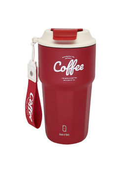 House of Quirk - Red Stainless Steel Insulated Travel Coffee Mug, 420Ml