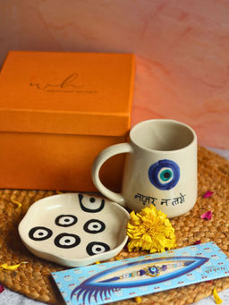 WEAVING HOMES - Evil Eye Coffee Mug & Rakhi