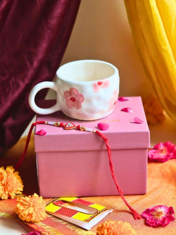 WEAVING HOMES - Floral Bliss Coffee Mug & Rakhi
