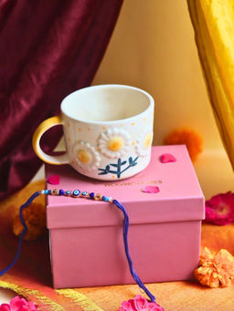 WEAVING HOMES - Sunflower Bloom Coffee Mug & Rakhi