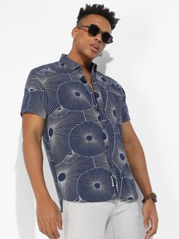 Campus Sutra - Mens Mushroom Print Button Up Shirt