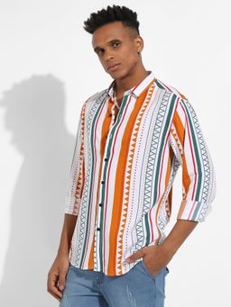 Campus Sutra - Mens Multicolour Geometrical Print Shirt