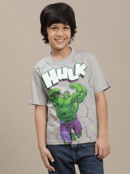 Kidsville - Grey Hulk Graphic Printed Regular Fit T-Shirt
