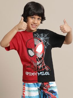Kidsville - Multi-Color Spiderman Graphic Printed Regular Fit T-Shirt