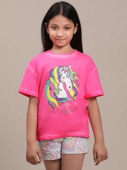 Kidsville - Pink Generic Graphic Printed T-Shirt