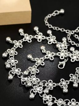 OOMPH - Oxidised Silver Bohemian Fashion Anklets Payal for Women & Girls Stylish Latest