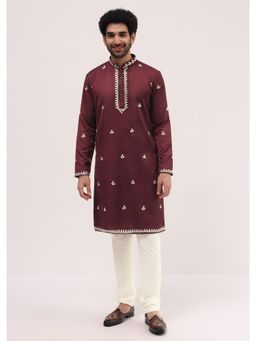 KALKI FASHION - Maroon Kurta with Churidar for Men (Set of 2)