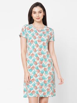 Sweet Dreams - Women Half Sleeves Printed Pink Short Nightdress