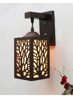 Homesake - Wooden Floral Pattern Wall Light Brown