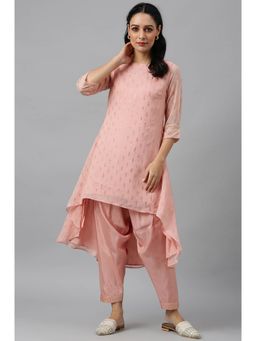 W - Women Pink Printed Cotton Co-Ord Kurta Set With Slim Pant