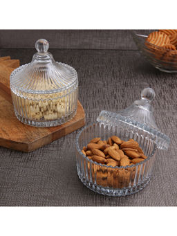 HomeTown - Sapphire Candy Bowl with Lid in Transparent (Set of 3)