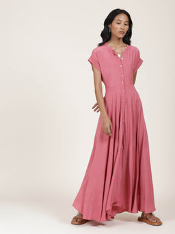 Label Ritu Kumar - Half Sleeved Button Down Long Dress