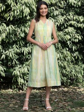 pink and green midi dress