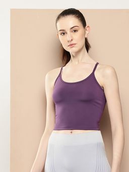 Alcis - Women Streak Style Crop Purple Tank Top