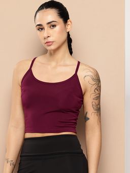 Alcis - Women Streak Style Crop Maroon Tank Top