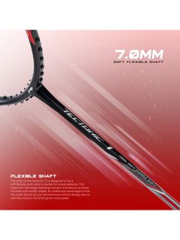 Li-Ning - Tectonic 1S Carbon Fibre Strung Badminton Racket with Free Full Cover (Black-Red, 83 gms)