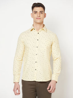 CRIMSOUNE CLUB - Mens Yellow Floral Shirt