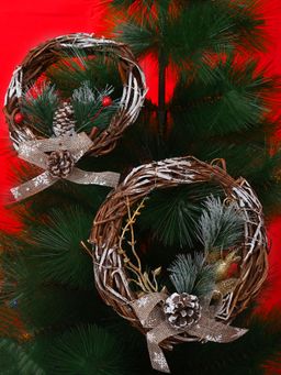 Tayhaa - Multi-Color Timeless Holiday Charm Wreaths (Pack Of 2)