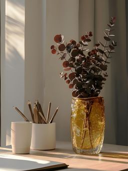 Aarvi Decor - Amber Ice Transparent Orange Glass Vase