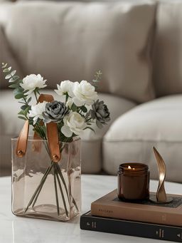 Aarvi Decor - Amber Tote Transparent Beige Glass Vase