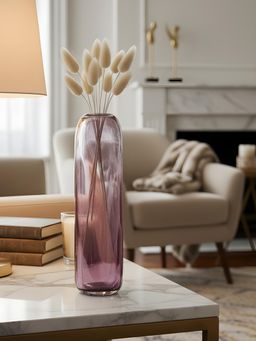 Aarvi Decor - Rose Grandeur Transparent Pink Glass Vase