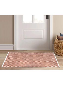THE HOME TALK - Orange Weaved Cotton Diamon Design Rectangular Area Rug