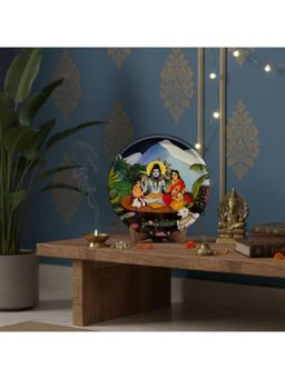 Ritualistic - Multi-Color Metal Shiv Parivar Wall Plate