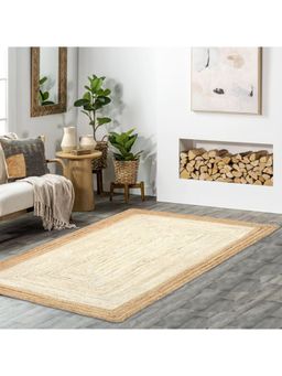 THE HOME TALK - Jute Braided White Rectangle Rug