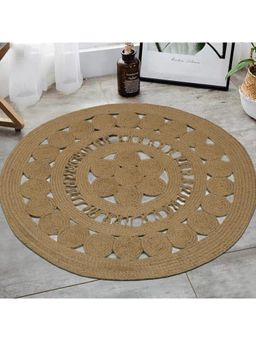 THE HOME TALK - Brown Natural Handcrafted Round Jute Rug (3x3 feet)