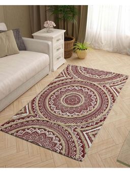 THE HOME TALK - Red Printed Handmade Cotton Rectangular Rug (3x5 feet)