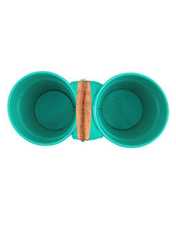 Living With Elan - Two Bucket Desk Organizer Pen Holder (Aqua)