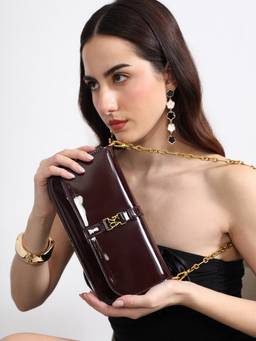 Kazo - Naomi Clutch Faux Leather Detachable Chain